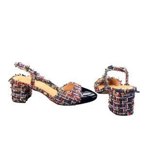L’intervalle Tweed Slingback Heels EU 40 US 9 Patent Cap Toe Spain